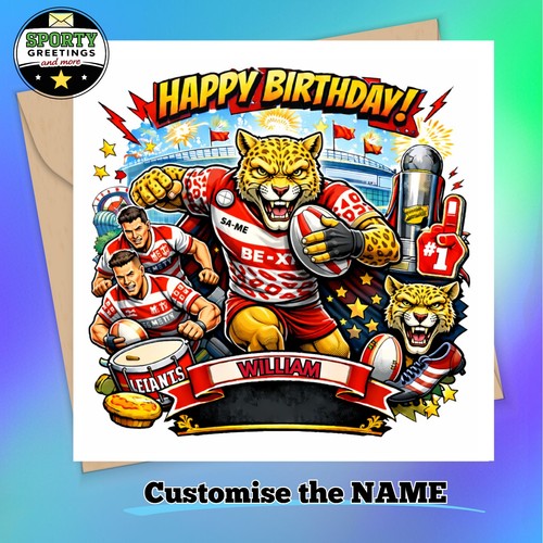 Leigh rugby birthday - card,